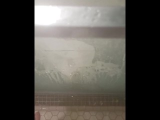 Big dick pissing in the shower