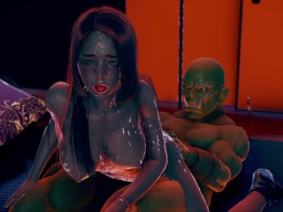 3d hentai animation - a neat woman meets ork.