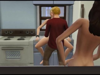 Fucking my wife in turn in the kitchen | wicked whims sims 4