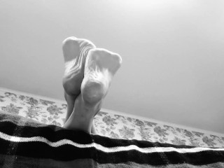 Feet Foot Fetish Ignore - Black and White Artsy High Arched Soles In Your Face