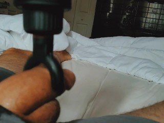 Experimenting with Massager, Edging cock for hours, Loud Orgasm Cums Soft, Must see.