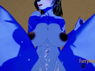 Furry Hentai - Blue Wolf & Fox Multiple Cums inside Her