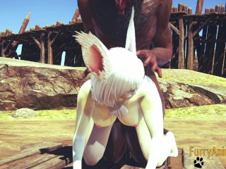 Furry Hentai - Beast and Bunny having wild sex on the mountain