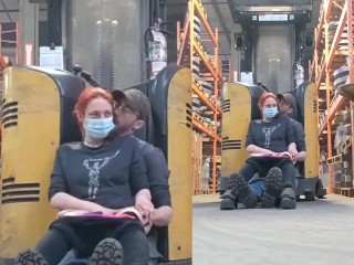 Big Boss Fucks Girl on Reach Truck - FreeUse Machine Shop Industrial Slut Quickie