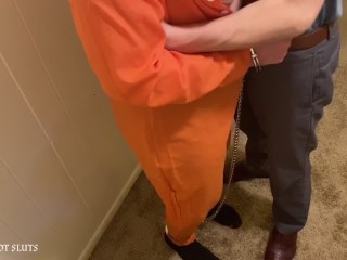 Sexy Foot Fetish Girl Prisoner Slave Arrested by Nylon Sissy pantyhose cuffed Handjob
