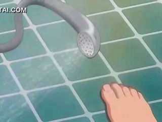 Naked tempting anime girl fucking passionately in shower