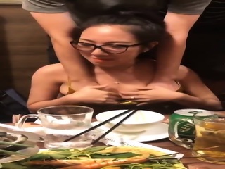 Chinese classmate gathering.. Grabbing female friend boob