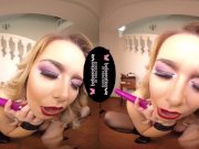 Solo blonde woman, Nikky Dream is masturbating, in VR