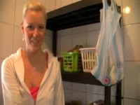 German Blonde Takes It Anal In The Laundry Room