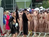 Huge Group Of Naked Girls & Guys Run For Charity A