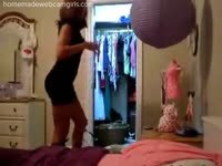 Teen Girl Dancing On Webcam