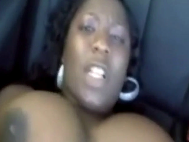Ebony BBW enjoys white cock in a car