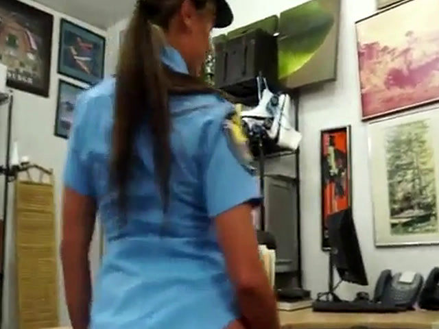 Big ass Police woman gets naked in the shop and fucked hard