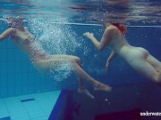 Hottest teens Melisa and Marusia swimming in the pool