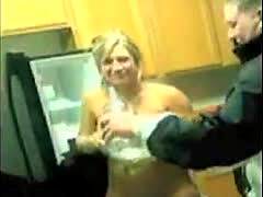 Amateur Hot Blond Caught Naked In The Kitchen