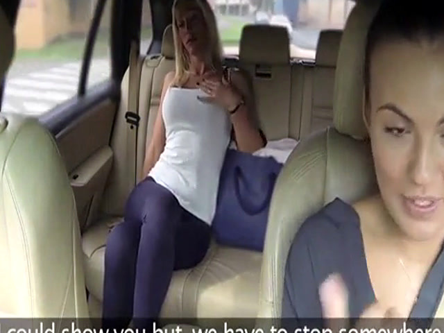 Lesbian eurobabes tribbing in taxi