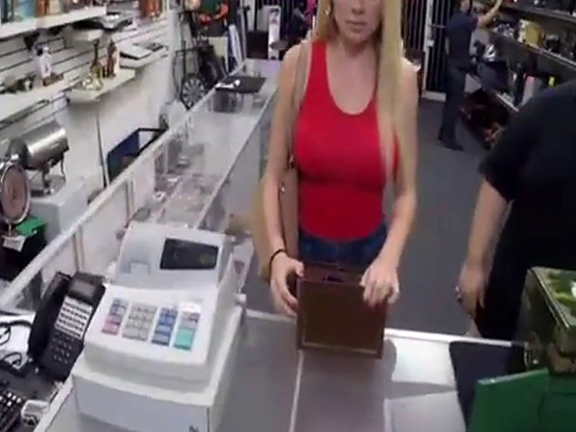 Sexy blonde Skyla Novea fucks a pawnman for money