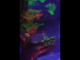 Horny Housewife Gets Fucked and Plays in Glow in the Dark Paint
