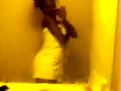 Ebony Chick Spanking Her Ass In The Bathroom