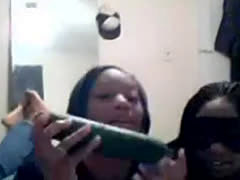 Hot Black Girls Strip And Blow A Cucumber