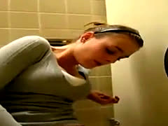 Hot Babe Squirts In The Toilet