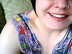 Tattooed Emo Chick Flashing Her Wet Pussy