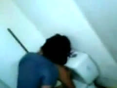 Horny Guy Fucks Hairy GF On The Toilet
